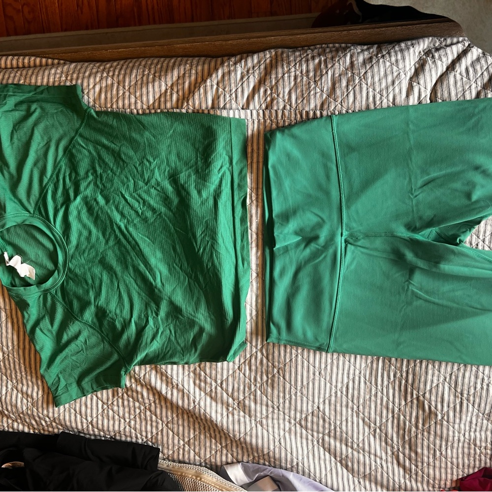 NWOT Lululemon Swiftly Tech Cropped Shirt and Align 28” leggings green - Picture 6 of 8